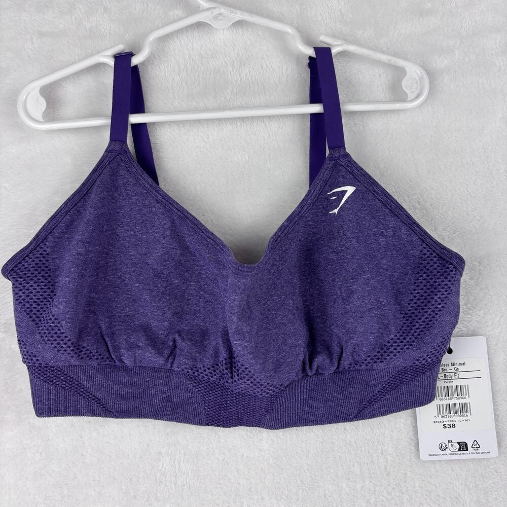 Gym Shark Vital Seamless Minimal Sports Bra Large Purple NWT